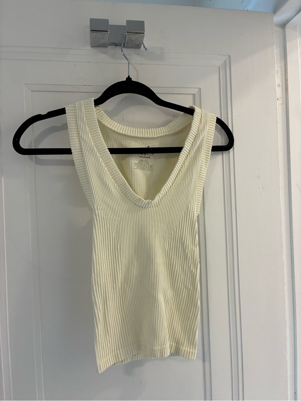 Free People Ribbed V-Neck Tank Top - Cream